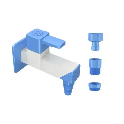 RN PTMT Nozzle Bib Tap with Adjustments Wall Mount Ivory & Blue 20 mm Faucet Hole, RNANP07A28 image 1