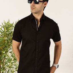 Mast & Harbour Men Premium Fit Spread Collar Solid Cotton Casual Shirt-picture-15