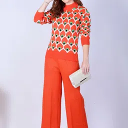 The Roadster Lifestyle Co Printed Woolen Round Neck Sweater & Trousers Co-Ords-picture-15