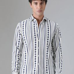 Banana Club Men Classic Slim Fit Opaque Striped Casual Shirt-picture-22
