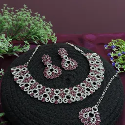 VATSALYA creation Rhodium-Plated Artificial Stones Alloy Jewellery Set-picture-28