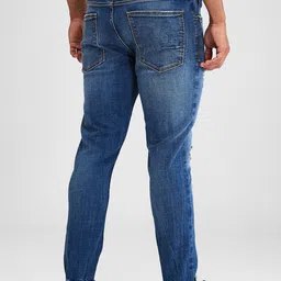 SPYKAR Men Slim Fit Mildly Distressed Light Fade Stretchable Jeans image 3