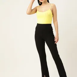 Koton Women Yellow Self-Design Pure Cotton Open Knit Shoulder Straps Top image 4