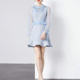 JC Collection Women Shirt Collar Bell Sleeve Fit & Flare Mini Dress-picture-37