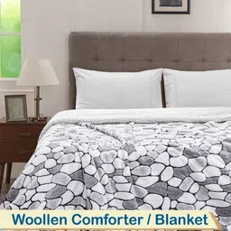 Myntra Elegant Homes Grey Abstract Mild Winter 500 GSM Woollen Double Bed Comforter image 2