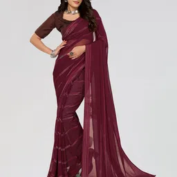 moda rapido ANAND SAREES Striped Satin Saree image 1
