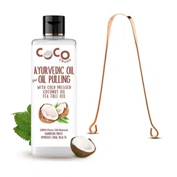 Coco Crush Ayurvedic Coconut Oil & Tea Tree For Pulling With Copper Tongue Cleaner -200ml image 1