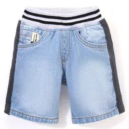 Little Kangaroos Above Knee Length Solid Color Denim Shorts - Light Blue image 1