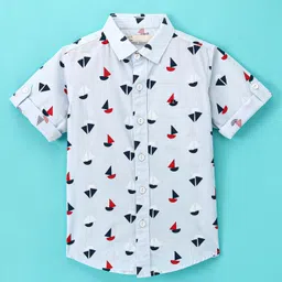 Jash Kids Half Sleeves Shirt Boat Print - Blue-picture-13