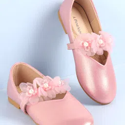 Pine Kids Slip On Ballerina with Corsage Applique -   Pink-image-7