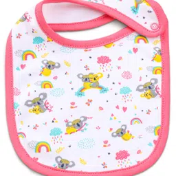 Babyhug Cotton Snap Buttons Closure Bibs Animal Print Pack of 2 - Pink image 2