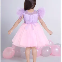 Ministitch Net Woven Sleeveless Frill Detailed Sequin Embellished Dress - Lilac image 3