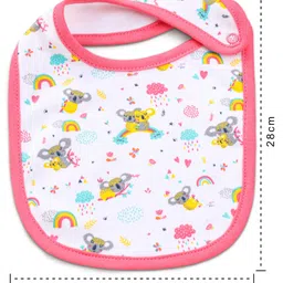 Babyhug Cotton Snap Buttons Closure Bibs Animal Print Pack of 2 - Pink image 3