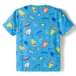 Babyhug Cotton Knit Half Sleeves Co-ords Shorts Night Suit with Ball Print - Light Blue image 3
