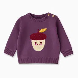 MI Arcus Knit Full Sleeves Acorn Designed Sweater & Joggers Set - Purple image 4
