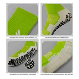 Neska Moda Cotton Elastane Colour Blocked Geometric Designed Mid Calf Socks - Green image 3