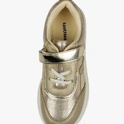 Toothless Heart Patch Detailed Metallic Velcro Closure Shoes - Gold image 5