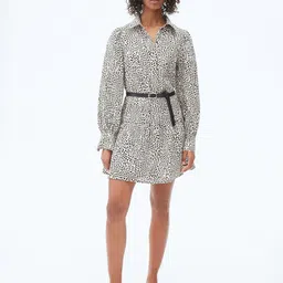 H&M Belted Shirt animal graphic long sleeve mini Dress-picture-29