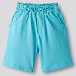 Primo Gino 100% Cotton Knit Half Sleeves Shorts Night Suit With Stripes & Text Print Pack Of 2 - Light Blue & Navy Blue image 4