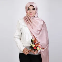 norani hijab Solid Satin Blend Women Pink Stole-picture-12