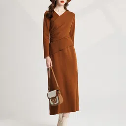 JC Collection Women Solid V-Neck Sheath Dress image 3