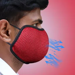 Oriley ORSM12 Air Mesh 3 Layer Face Mask with Adjustable Headband Red (Pack of 10 Pcs) image 2