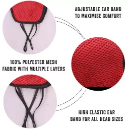 Oriley ORSM12 Air Mesh 3 Layer Face Mask with Adjustable Headband Red (Pack of 10 Pcs) image 4