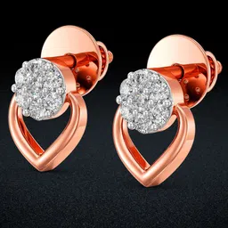 Joyalukkas Women 18KT Rose Gold Glittered Diamond Earrings - 1.63g-image-6