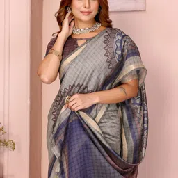 AWRIYA Ethnic Motifs Zari Handloom Chanderi Saree image 3