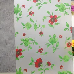 INDIAN ROYALS Red & Green Floral Printed Self-Adhesive & Durable Window Sticker-picture-38