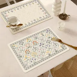 Myntra Elegant Homes 2Pcs Beige Patterned Waterproof Anti-Slip Table Placemats image 2