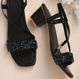 FAISHSTAR Square Toe Backstrap Synthetic Block Sandals-picture-21