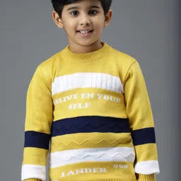 Anixa Boys Yellow Striped Wool Sweaters-image-4