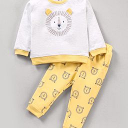 ToffyHouse Full Sleeves Tee and Lounge Pant Lion Print - Golden-picture-19