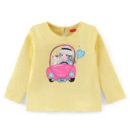 Babyhug 100% Cotton Knit Full Sleeves T-Shirt with Doll Graphics - Yellow-picture-18
