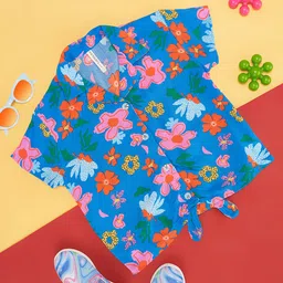 Pantaloons Junior Half Sleeves Floral Printed Top - Blue-picture-18