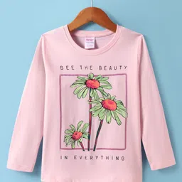 Tango Single Jersey Knit Full Sleeves T-Shirt With Floral Print - Pink image 1