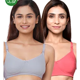 Inner Sense Organic Cotton Pack Of 2 Solid Antimicrobial Soft Feeding Bras - Multi Colour-picture-22