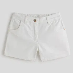 One Friday Cotton Woven Solid Shorts - Off White-picture-32
