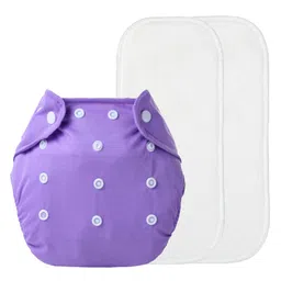 The Cheeky Kidzz 1 Baby Adjustable & Washable Reusable Cloth Diaper With 2 Absorbent White Insert Pads Wet-Free For New Borns/Toddlers/Infants (Purple)-image-42