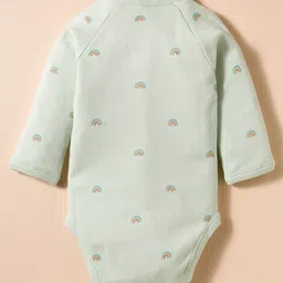 I Bears Interlock Knit Full Sleeves Onesies With Rainbow Print - Sea Green image 3