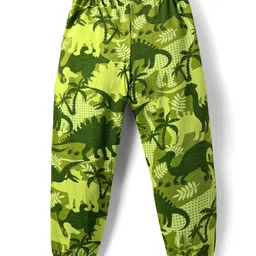 Babyhug Cotton Knit Half Sleeves Co-ord Night Suit With Dino Print - Green image 5