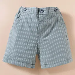 ToffyHouse Cotton Woven Half Sleeves Shirt & Shorts Set With Cap Bow & Suspender - Light Green image 5