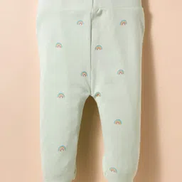 I Bears Interlock Knit Full Sleeves Onesies With Rainbow Print - Sea Green image 5