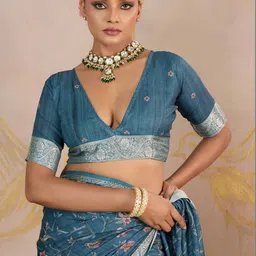 TIRA Floral Poly Crepe Saree image 3