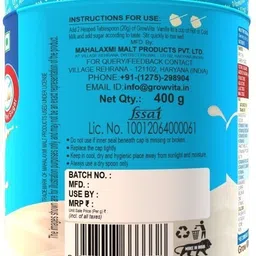 grow vita growth ka naya formula Nutrition Malt-Based Milk Drink with Added Nutrients No Sugar Vanilla Flavor. image 2
