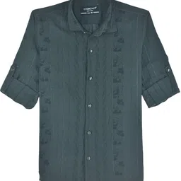 CHARCHIT Boys Comfort Textured Spread Collar Cotton Casual Shirt With T-Shirt image 2