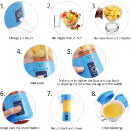 Amour Portable -Six Blades In 3D, Fruit Mixing Machine With 1500 mAh Usb Rechargeable Batteries Blue image 5