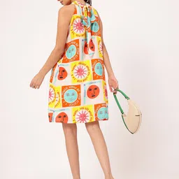 DressBerry Giggle & Glam Quirky Conversational Printed Halter Neck Tie Up Dress-image-43