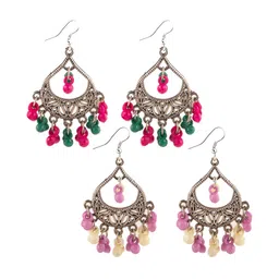 Creative Frogs Women Pack of 2 Geometric Oxidized Beaded Fish Hook Earwire Drop Earrings-image-97
